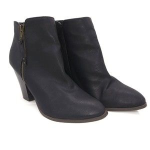 Charlotte Russe Women's Ankle Boots Black Size 9 Side Zip 3" Chunk Heel